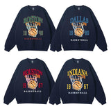 Retro 90s Basketball Sweatshirt - Vintage All Team Graphic, Hometown Basketball Shirt, Black Crewneck