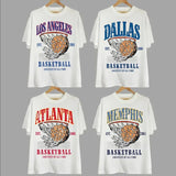 Retro All Teams Basketball Graphic White Shirt, Hometown Basketball Shirt, Basketball Vintage Teams Shirt, Gift For Fans Basketball, Dallas Los Angeles Atlanta