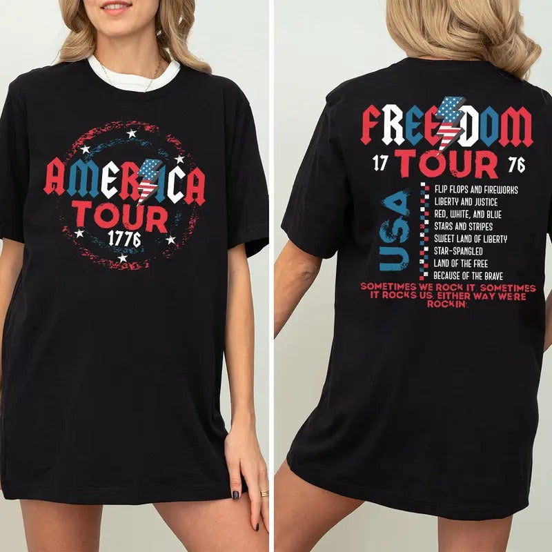 Retro America Tour Shirt, 4th of July Shirt, Independence Day Shirt, America Shirt, USA Shirt, American Flag, Memorial Day Shirt, Patriotic Freedom