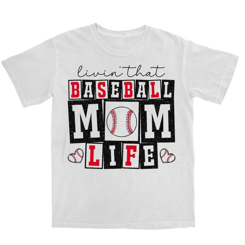 Retro Baseball Mom Life Graphic Shirt,  Vintage Sports Game Day Tees, Sports Team Mom Family Tee Womenswear Top