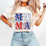 Retro Boho Mama T-Shirt, 4th of July T-Shirt, Fourth of July T-Shirt, Floral Mama T-Shirt, USA America Freedom