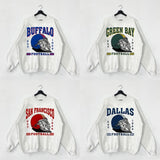 Retro Football All Team Helmet Sweatshirt, Vintage Unisex In Ash Grey For Fan Sport