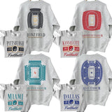 Retro Graphic All Team Football 2 Sided Ash Grey Sweatshirt, Football Thowback Vintage All Teams For Fans Sweatshirt, Unisex Vintage College Football Crewnecks