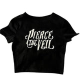 Retro Pierce The Veil Baby Tee, Y2k Top Women Streetwear, Gothic Emo Girl, Scene Clothing 2000s, Women Fitted T-Shirt, Gift For Girlfriend
