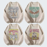 Retro Skeleton All Teams Football Sand Sweatshirt, Gildan Unisex Crewneck Sport Classic Sweatshirt All Teams Football