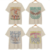 Retro Skeleton All Teams Football Sand T-shirt, Gildan 5000 Unisex Crewneck Sport Classic T-Shirt All Teams Football, White Menswear Soft Tee