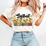 Retro Softball Mama T-Shirt, Softball T-Shirt, Sports T-Shirt, Softball Mom T-Shirt, Checkered Softball