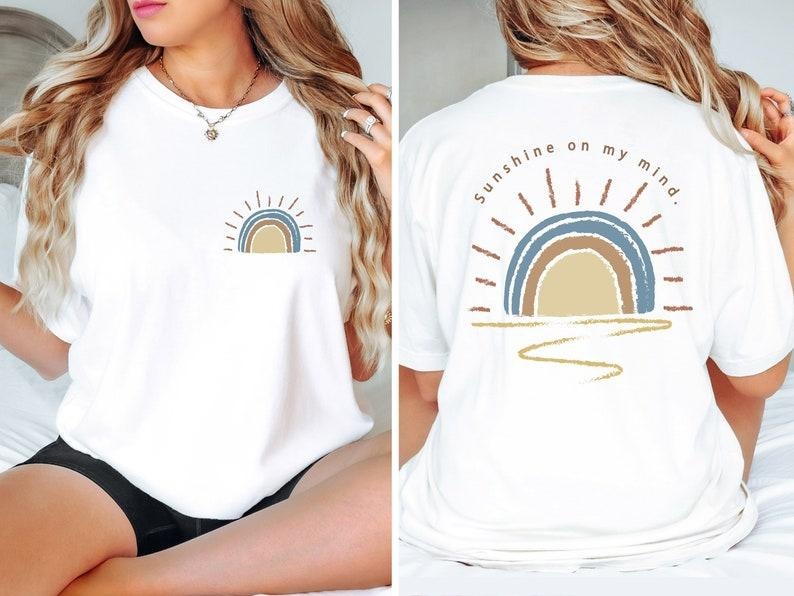 Retro Sun Shine On My Mind Shirt, Oversized Tshirt, Summer Shirt, Vacation Shirt, Beach Shirt, Summer Vacation Shirt,Boho Shirt
