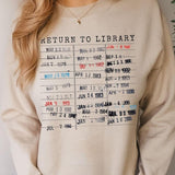 Return to Library Shirt, Vintage Library Card Book Due Date Sweatshirt, Bookish Gift Reader Author Librarian English Teacher Tee ZS7XL