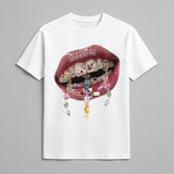 Rhinestone Cross Art Tooth Decal Print T-Shirt, Vintage T-Shirt, Y2k Clothing, Y2k Shirt, Y2k Fashion Unisex Cotton Crewneck T-Shirt Menswear Womenswear Underwear Streetwear Top Summer