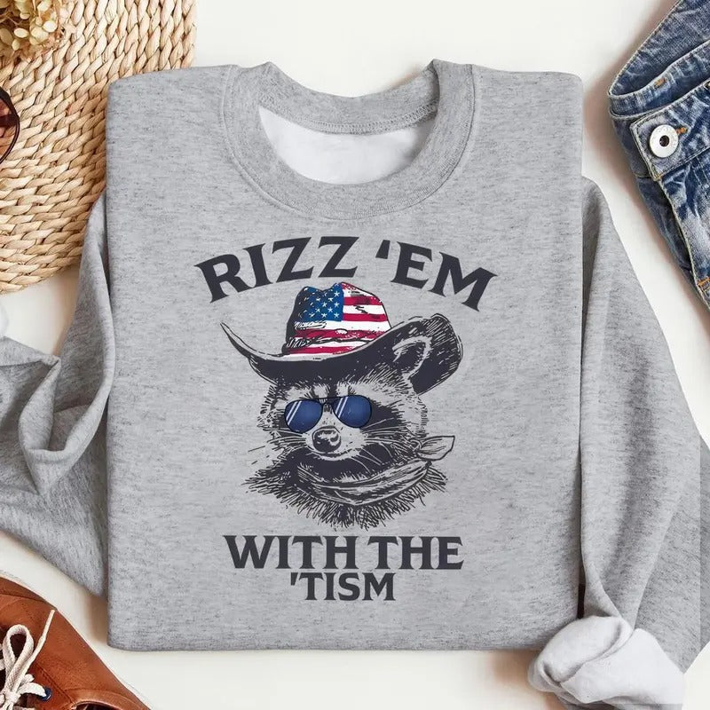 Rizz 'Em With The 'Tism Sweatshirt- bringing a fun and unique style, perfect for outdoor parties and casual events, For Men, For Women, Casual Classic Fashion Cotton