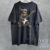 Rock Cat Playing Guitar Vintage Shirt, Retro Funny Guitar Cat T-Shirt, Cat Lovers, Rock Lovers Gift, Funny Gift, Rocker Oversized Shirt