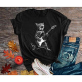 Rock Cat Playing Guitar , Gift for Cat Lovers and Rock Lovers, Gift for Cat Mom and Cat Dad Funny Cat Shirt , Unisex Guitar Cat Shirt Made in USA