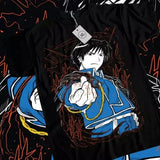 Roy Mustang T-Shirt Fullmetal Alchemist Lust FMA Anime Girl Black Shirt All Size