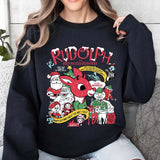 Rudolph Red Nose Reindeer Sweatshirt, Santa Rudolph Christmas T-Shirt, Christmas Movie Hoodie