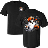 [SALE UP TO 45%] Cool Ghost Halloween with Pumpkin & Coffee T-Shirt | Spooky Season Fall Graphic Tee for Men Women