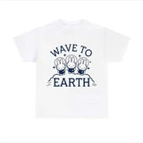 [SALE UP TO 45%] Wave to Earth Funny Bunny Astronauts Meme Graphics T-shirt for men and women Classic Cotton Menswear