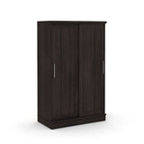 FarmHouse Espresso Oak Sliding Doors Garment Rod Wardrobe Armoire