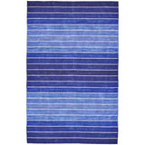 2' x 3' Striped Hand-Tufted Wool/Cotton Blue Area Rug