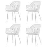 Set of 4 Modern Mid-Century White Mesh Dining Chair with Ergonomic Backrest