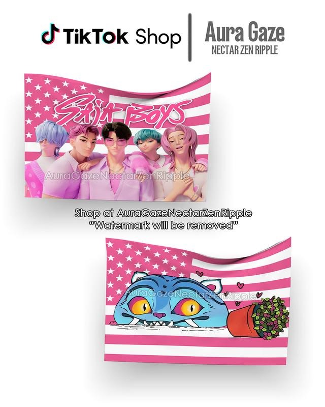 Saja Boys Flag For Wall Decor, Derpy Tiger Flag Room Decor, Kpop Demon Hunters Flags Celebrity Crush, One Side Polyester Wall Flag