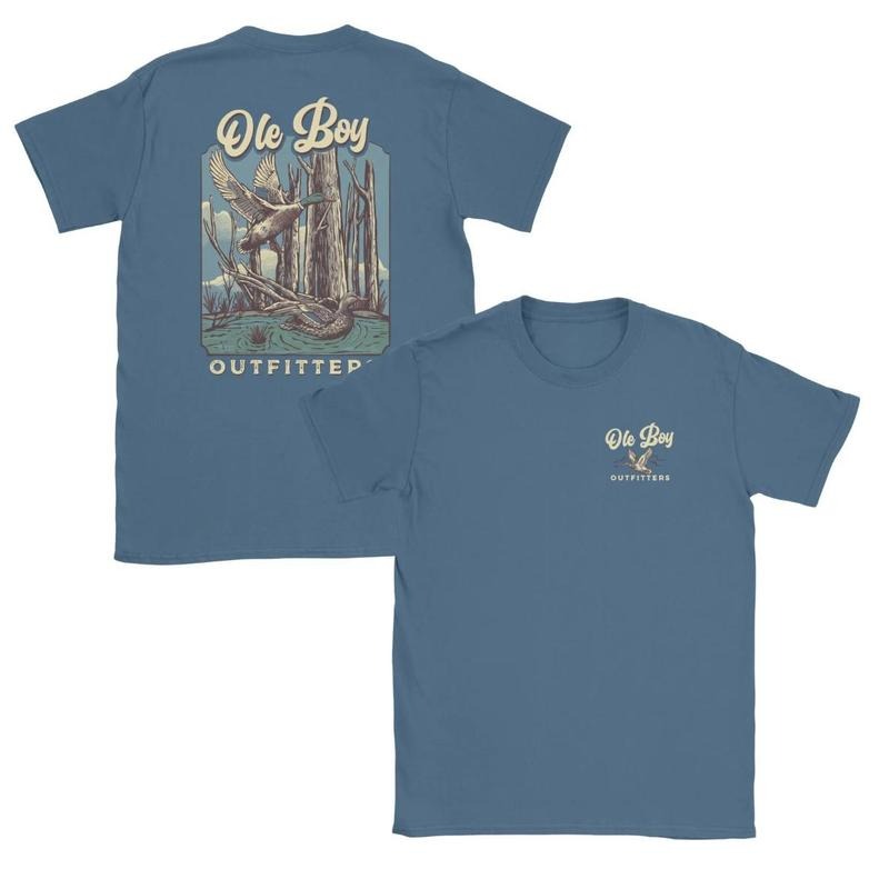 [Sale Up To 60%] Ole Boy Mallard Marsh T-Shirt - Vintage Duck Hunting Graphic Tee, Soft Cotton, Classic Fit, Outdoor Waterfowl Apparel, Perfect Gift for Hunters & Nature Lovers Man Top Menswear Crewneck Tropical
