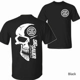 [Sale Up To 60%] Sig Sauer Tshirt Bold Skull Graphic With Sig Sauer Logo Perfect For Gun Enthusiasts Unisex Streetwear Shortsleeve Casual Menswear