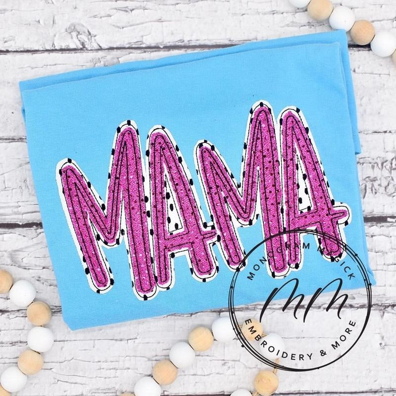 Sequin Mama Shirt, Double Layer Mama Shirt, Mama Comfort Color Shirt, Pink Sapphire