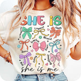 She Is Mom Coquette Bow T-Shirt, Flower Mom T-Shirt, Mom T-Shirt, Mom Life T-Shirt, Mother's Day T-Shirt, Gift for Mom, Mom coquette T-Shirt