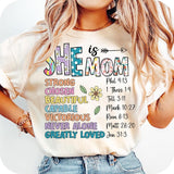 She is Mom T-Shirt, Flower Mom Shirt, Blessed Shirt, Mother's Day T-Shirt, Gift for Mom