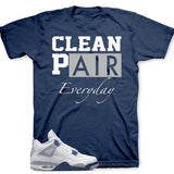 Shirt To Match Jordan 4 Midnight Navy - Clean Pair Sneaker Tees Cotton Casual Crew Neck V-Neck Slim-fitting Floral Striped Black Breathable Menswear Shortsleeve Clothing Short Outdoor