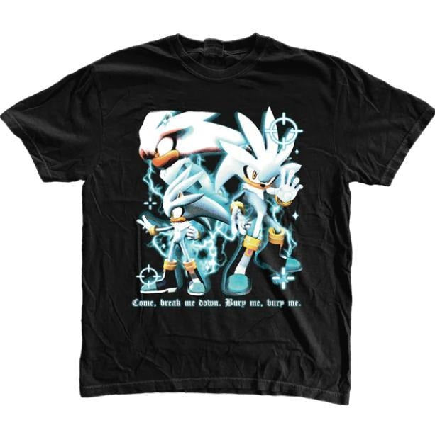 Silver the Hedgehog Bury Me T-Shirt, Adventure Shirt, Unisex Vintage Graphic Tees Gothic Grunge Y2k Emo Scene Amity Affliction