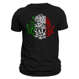 Sinaloa Mexico Eagle Emblem Mexican Flag T-Shirt Casual Classic Crewneck T-Shirt for Men Menswear Soft Tee