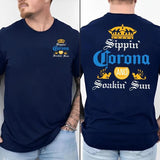 Sippin Coronna And Soakin Sun Two Sides Tshirt Sweatshirt Hoodie, Vacation Vibes Tee, Summer Chill Shirt, Relaxing Summer, Unisex Sweater Pullover Tee