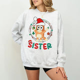Sister Blueys Christmas Sweatshirt, Family Matching Holiday Shirts, Dad and Mum Blueys Designs, Merry Blueys Sweatshirt, Christmas Gift,  Cute Blueys Holiday Sweatshirt