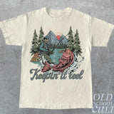 Skeleton Fishing Vintage 90s T-Shirt, Retro Skull Fishing Graphic Shirt, Oversize Nature Y2k Shirt, Fishing Lovers Gift, Gift For Him