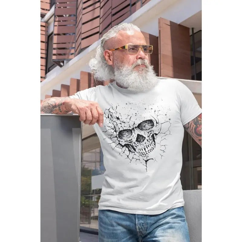 Skull Shirts for Men Tshirt Made in USA Cool Reaper Face Vintage Skull 3D Skull Effect T-shirt Fashion Shirts For Men