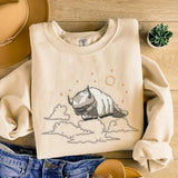 Sky Bison Embroidered Sweatshirt T-shirt, Appa Embroidered Crewneck, Anime Embroidered Shirt, Yip Yip Embroidered Shirt