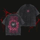 Sleep T Rose Red Style Unisex Oversize Washed Heavyweight Cotton T-shirt, Gift For Rock Music Lovers, Gift For Fan