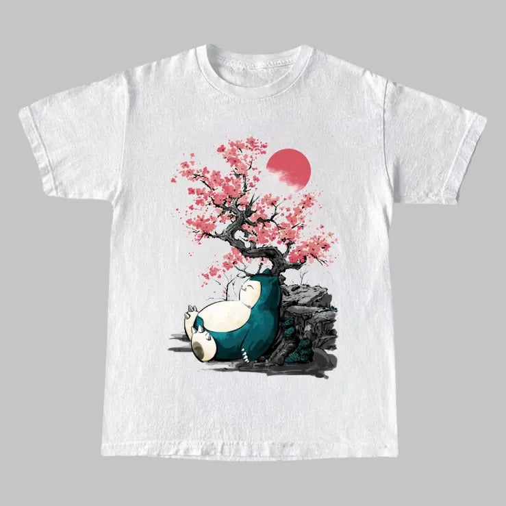 Sleeping Under the Tree Vintage Graphic Tees, Snorlax T-Shirt, Pokemon Shirts, Pokemon Stuff, Unisex Anime Manga Shirt Top Menswear Womenswear