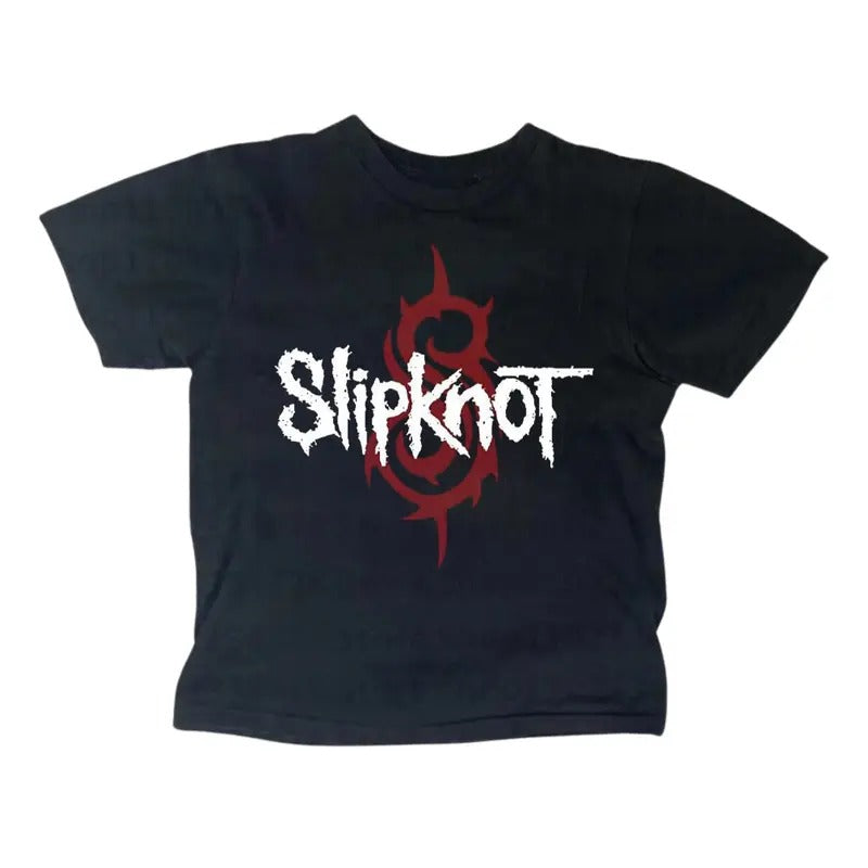 Slipknot Band Baby Tee, Metal Gothic Rock Band for Women, Y2K Streetwear, Goth Emo Girl Top, Scene Clothing 2000s, Short Sleeve Cotton Shirt, Gift For Fan
