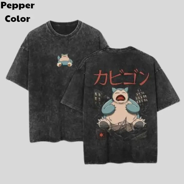 Snorlax In The City Vintage Tee, Snorlax 2-Sided T-Shirt, Pokemon Graphic Tees, Sweatshirt, Hoodie, Unisex Anime Shirt Menswear Womenswear Streetwear