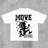 Sopula Vintage Just Move Art Graphic Cotton T-Shirt