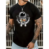 Space Explorer Cartoon Astronaut Men's Tee - Stretchy, Breathable Summer Casual Wear with Comfort Fit Made In USAstyle{n002}2