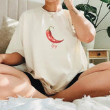 Spicy Pepper Art Graphic Comfort Color T-Shirt, Jalapeno, Margarita, Cool Girl Aesthetic, Food Gift Fabric Top Womenswear Garment Soft Traditional Cotton Tshirt