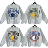 Sport Grey Vintage Football Crewneck - Unisex Classic Fit Sweatshirt, Casual Style, Sizes S-5XL