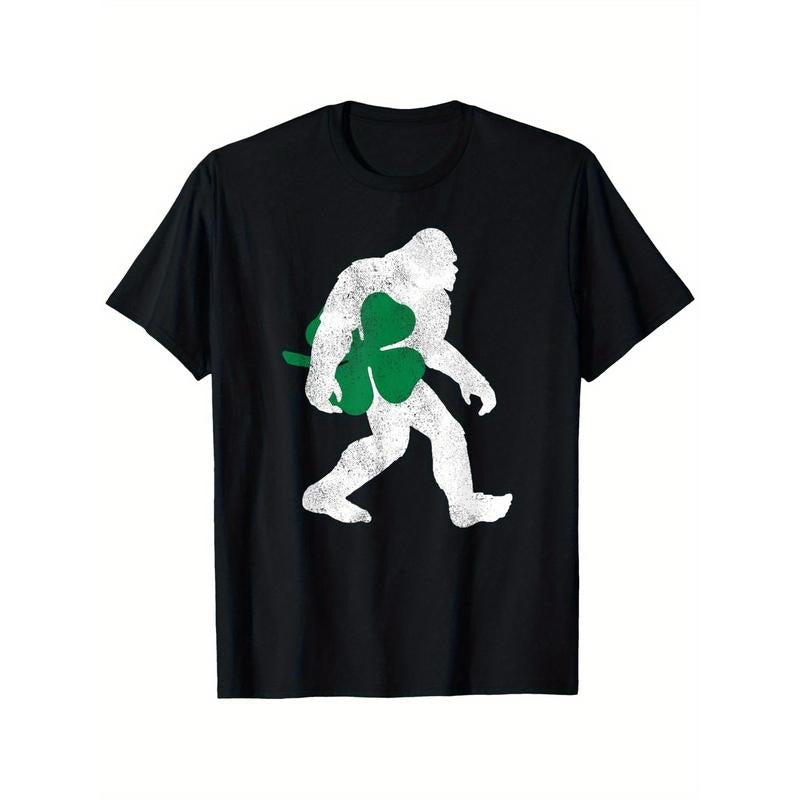 St Patricks Day Shirt - Clover Leaf Irish Sasquatch T-Shirt, Unisex - Easter, Christmas Clearance, Valentine'S Day, Carnival, St patricks day Gifts for Parents, Friends, Family and Coworkers Made in USA