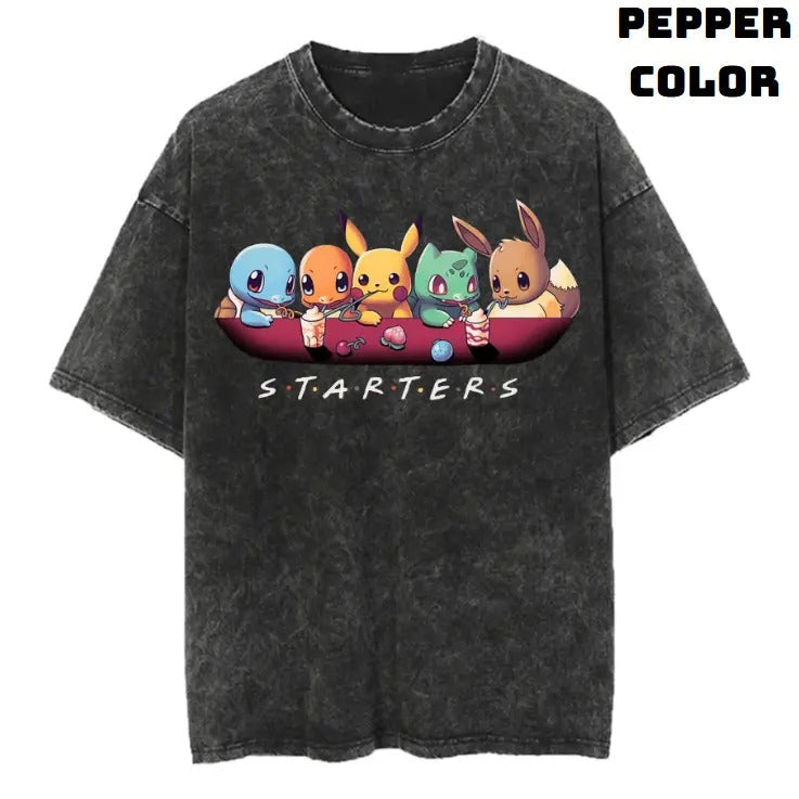 Starter Friends Vintage Graphic Tees, Pokemon T-Shirt, Pokemon Shirts, Pokemon Stuff, Unisex Anime Manga Shirt Top Menswear Womenswear Streetwear