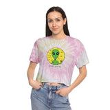 Stay Weird Alien Colorful Graphic Print Women's Tie-Dye Crop Tee, Cropped T-Shirt, Available in 3 Colors