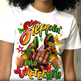 Steppin' Into Juneteenth Black Woman T-shirt, Sneaker Girl Shirt, Juneteenth Sneakers Tees, African American T-shirt, Black Girl Magic Shirt, Gift for Her